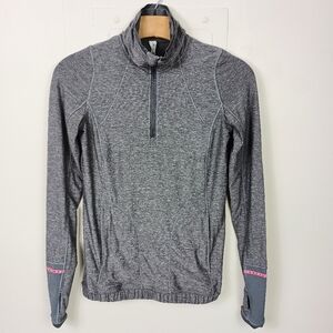 Lululemon Womens Pullover 2 Gray Pace Pusher 1/2 Zip Top Thumbholes Reflect Pckt